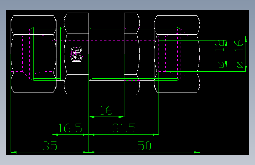 PARKER管接头EO Bulkhead union SV16S71(16)_front