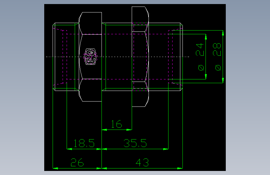 PARKER管接头EO Bulkhead union SV28LOMD71(16)_front