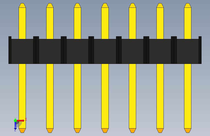 7公接头引脚2 54mm 俯视图