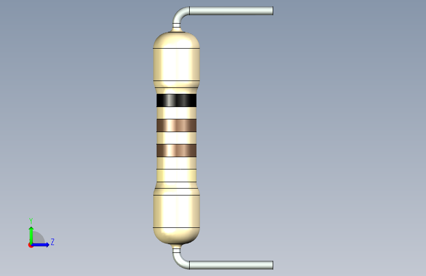 电子元器件R 5W D5,5 L25节距30间距5 begie stp 左侧视图