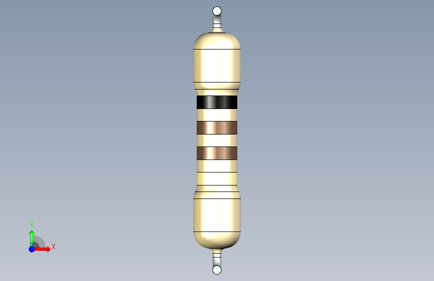 电子元器件R 5W D5,5 L25节距30间距5 begie stp 正面视图