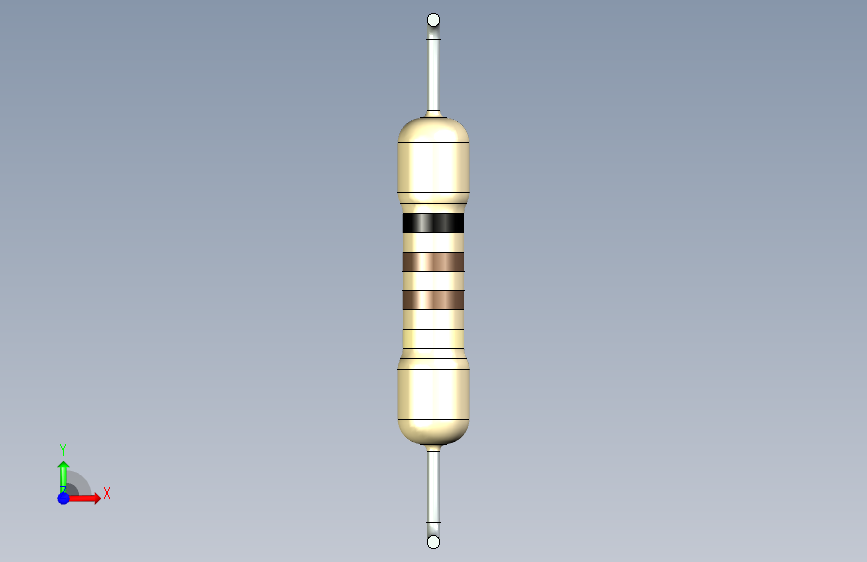 电子元器件R 5W D5,5 L25节距40间距5 begie stp 正面视图