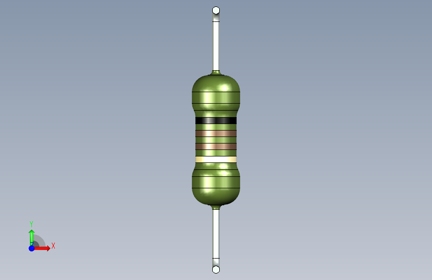 电子元器件R 5W D6,5 L17,5节距35间距0 stp 正面视图