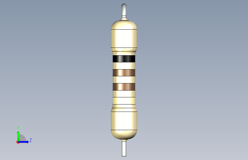 电子元器件R 5W垂直D5,5 L25节距20间距0 begie stp 左侧视图