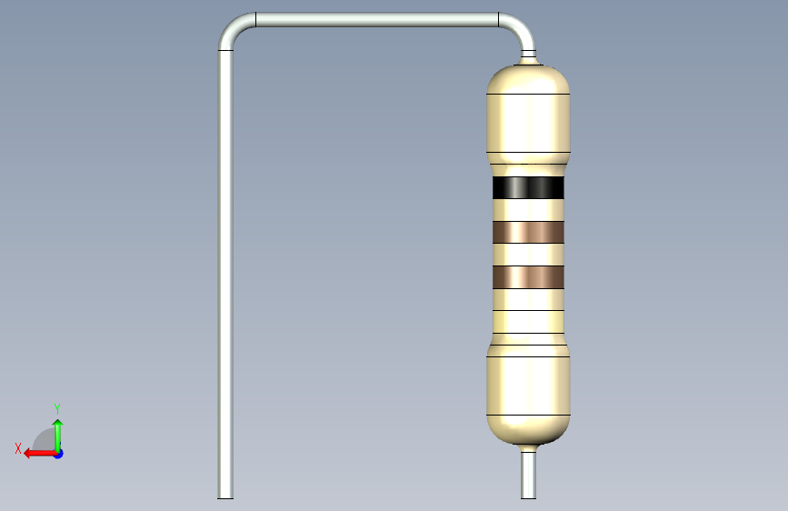 电子元器件R 5W垂直D5,5 L25节距20间距0 begie stp 背面视图