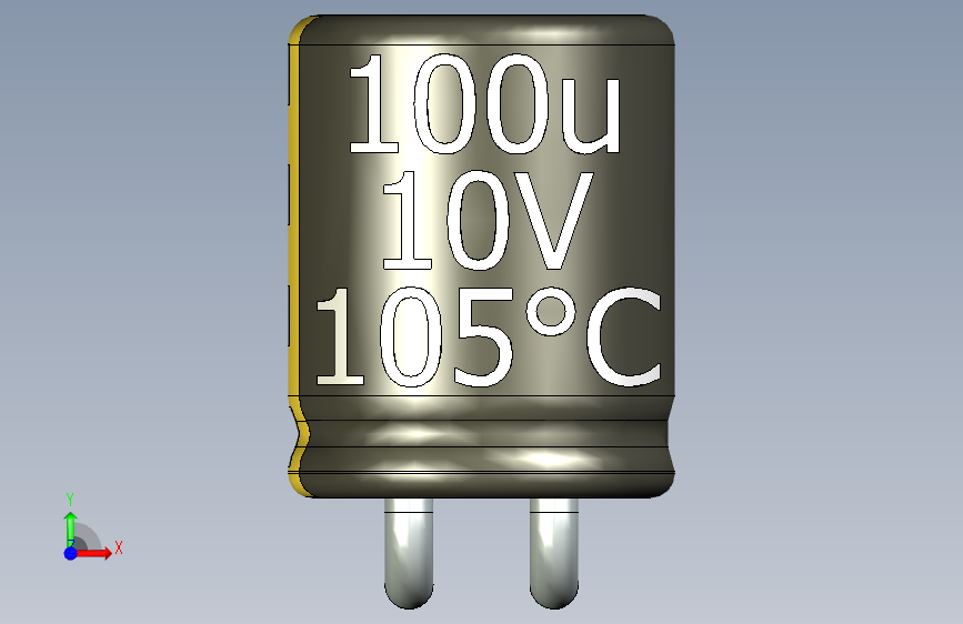 铝电解电容器C-HOR__D-4__L-5__P1,5__STAND-10__TMP-105__C-100u__U-16.stp 正面视图