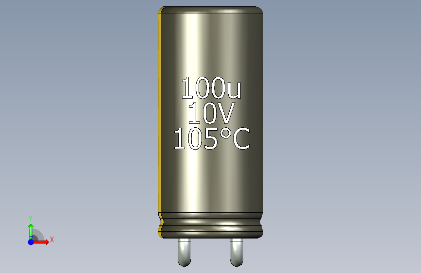 铝电解电容器C-HOR__D-5__L-11__P2,5__STAND-7,5__TMP-105__C-100u__U-16.stp 正面视图