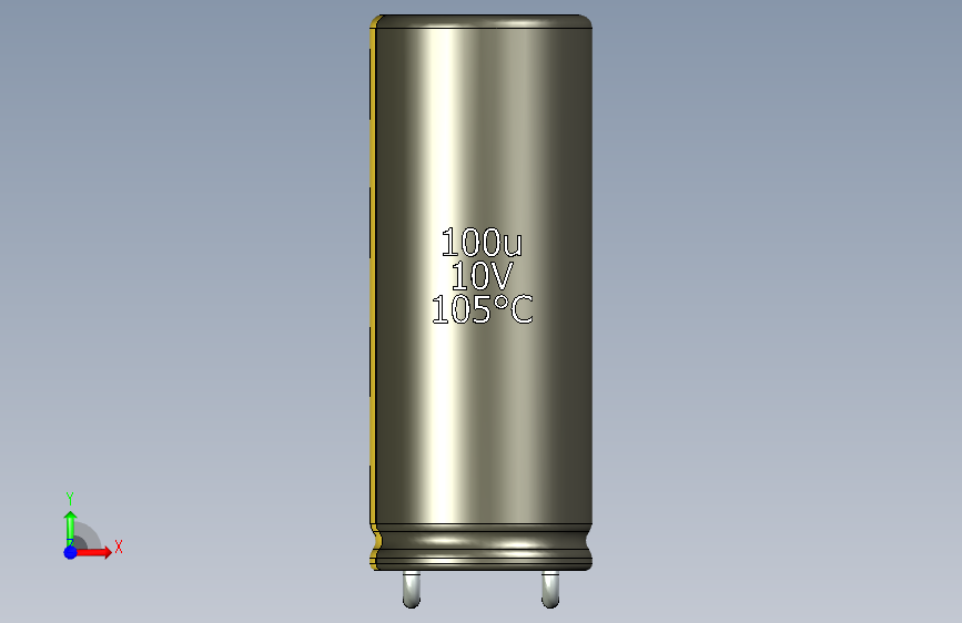 铝电解电容器C-HOR__D-8__L-20__P5__STAND-2__TMP-105__C-100u__U-16.stp 正面视图