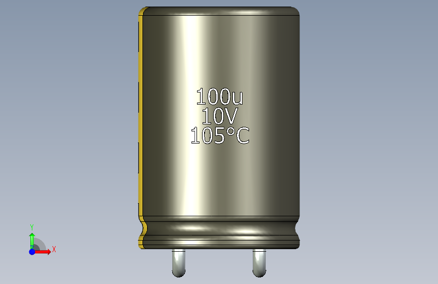 铝电解电容器C-HOR__D-10__L-15__P5__STAND-2__TMP-105__C-100u__U-16.stp 正面视图