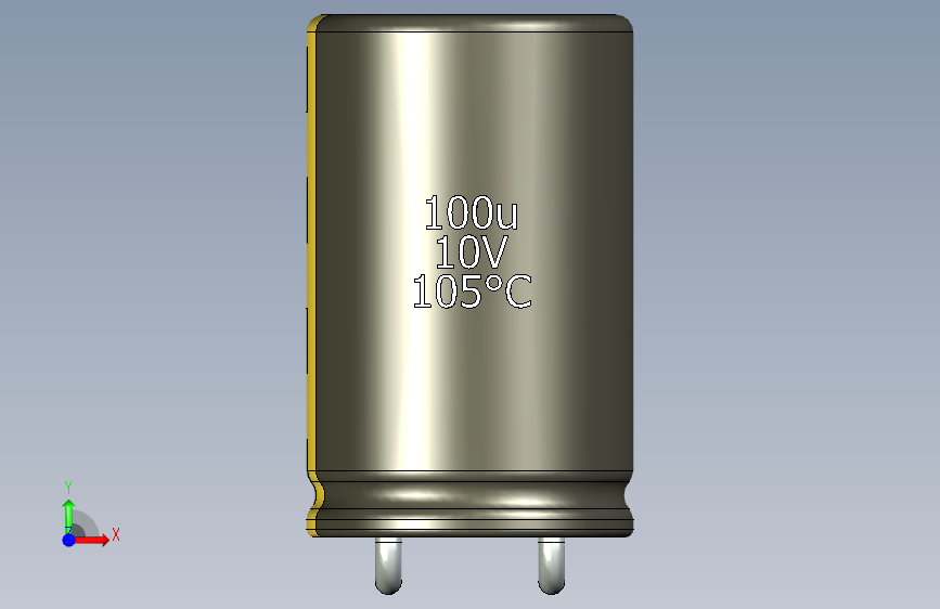 铝电解电容器C-HOR__D-10__L-16__P5__STAND-2__TMP-105__C-100u__U-16.stp 正面视图