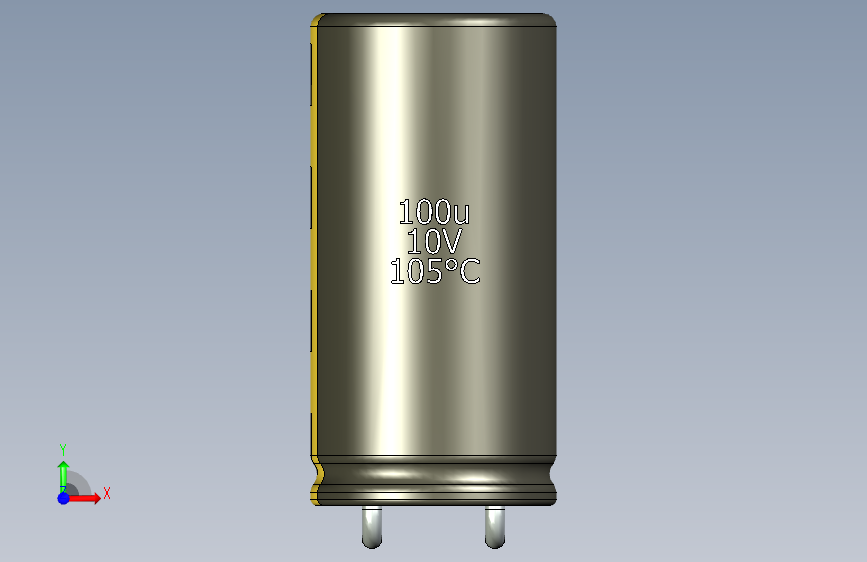 铝电解电容器C-HOR__D-10__L-20__P5__STAND-5__TMP-105__C-100u__U-16.stp 正面视图