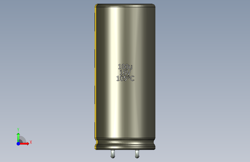 铝电解电容器C-HOR__D-12,5__L-30__P5__STAND-2,54__TMP-105__C-100u__U-16.stp 正面视图