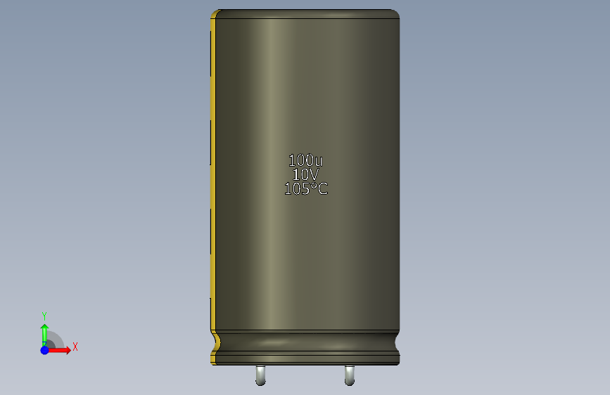 铝电解电容器C-HOR__D-16__L-30__P7,5__STAND-5__TMP-105__C-100u__U-16.ipt 正面视图
