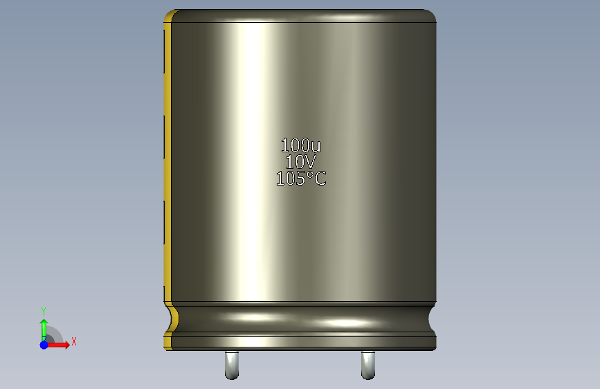 铝电解电容器C-HOR__D-20__L-25__P10__STAND-10__TMP-105__C-100u__U-16.stp 正面视图