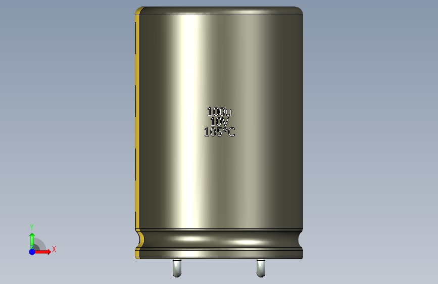 铝电解电容器C-HOR__D-20__L-30__P10__STAND-2,54__TMP-105__C-100u__U-16.stp 正面视图