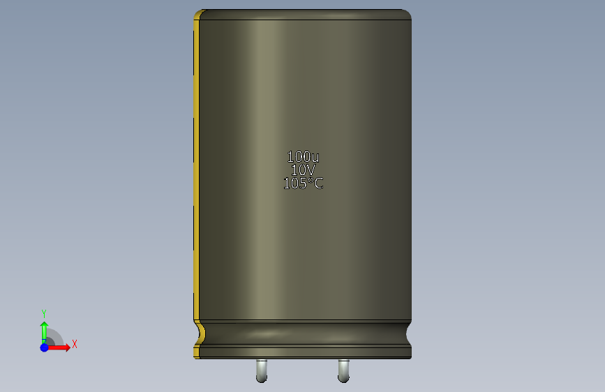 铝电解电容器C-HOR__D-20__L-32__P7,5__STAND-5__TMP-105__C-100u__U-16.ipt 正面视图