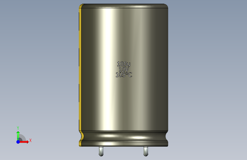 铝电解电容器C-HOR__D-20__L-32__P10__STAND-7,5__TMP-105__C-100u__U-16.stp 正面视图