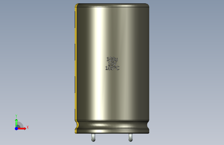 铝电解电容器C-HOR__D-20__L-35__P10__STAND-10__TMP-105__C-100u__U-16.stp 正面视图