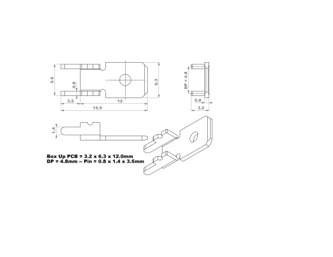 插头适用于 6.3x0.8mm 直公头 p_PCB 2 针 dp4.8mm