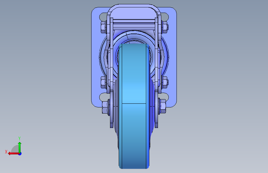 吸收震动型脚轮G-125-FLANGE 背面视图