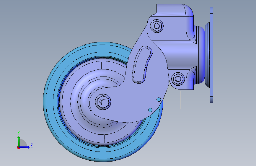 吸收震动型脚轮G-125-FLANGE 左侧视图