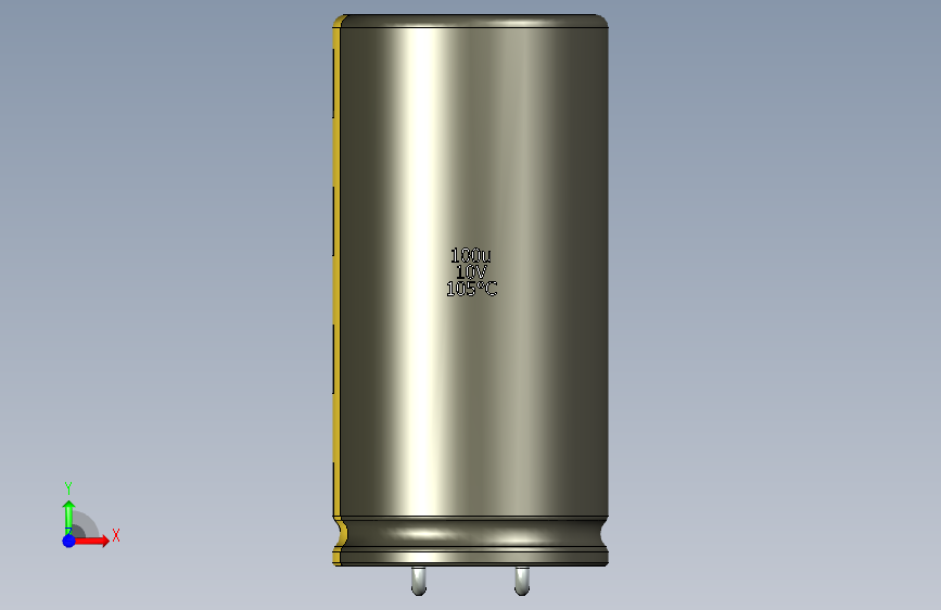 铝电解电容器C-HOR__D-20__L-40__P7,5__STAND-7,5__TMP-105__C-100u__U-16.stp 正面视图