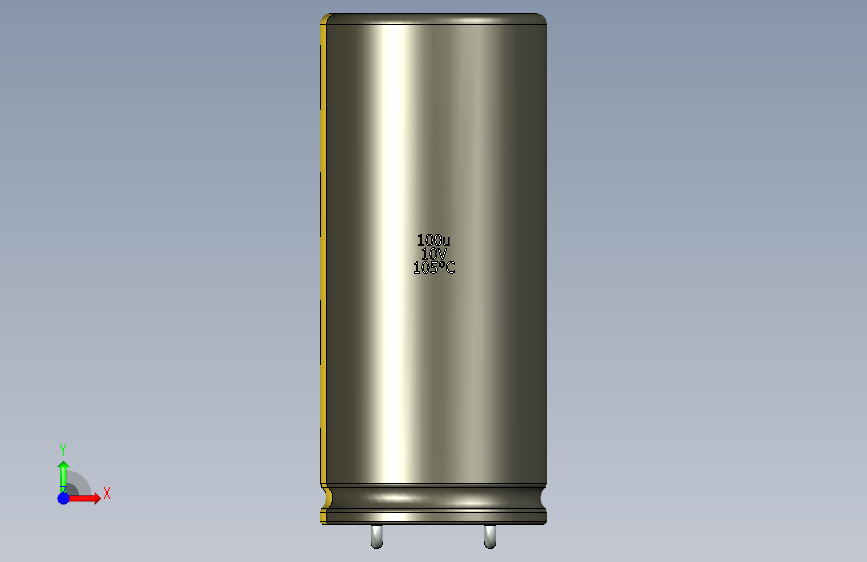 铝电解电容器C-HOR__D-20__L-45__P10__STAND-1__TMP-105__C-100u__U-16.stp 正面视图