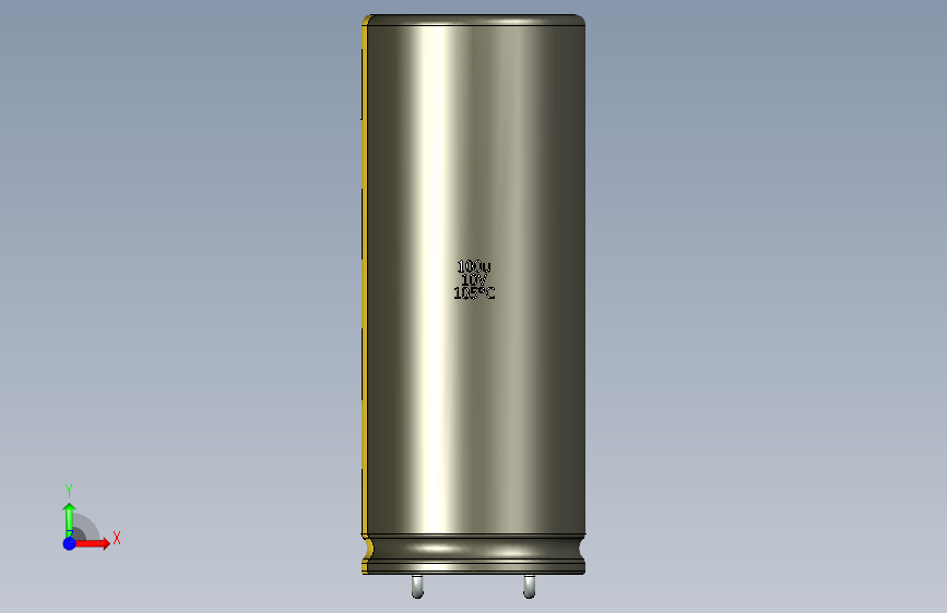 铝电解电容器C-HOR__D-20__L-50__P10__STAND-2,54__TMP-105__C-100u__U-16.stp 正面视图