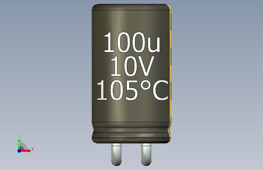 铝电解电容器C-HOR_MIR__D-4__L-7__P1,5__STAND-10__TMP-105__C-100u__U-16.ipt 正面视图