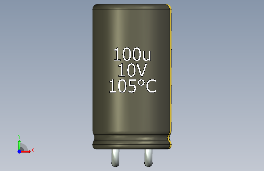 铝电解电容器C-HOR_MIR__D-6__L-11__P2,5__STAND-5__TMP-105__C-100u__U-16.ipt 正面视图