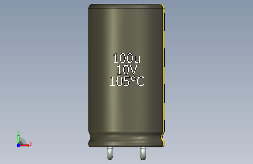 铝电解电容器C-HOR_MIR__D-8__L-15__P3,5__STAND-7,5__TMP-105__C-100u__U-16.ipt 正面视图