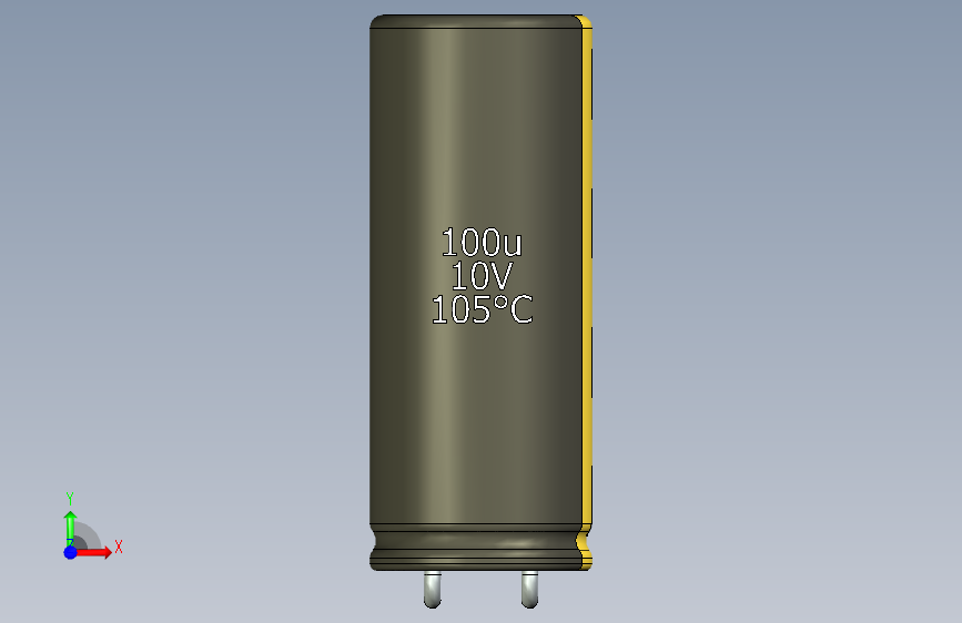 铝电解电容器C-HOR_MIR__D-8__L-20__P3,5__STAND-2__TMP-105__C-100u__U-16.ipt 正面视图