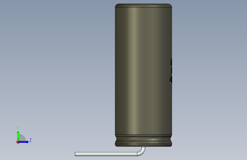 铝电解电容器C-HOR_MIR__D-8__L-20__P3,5__STAND-2__TMP-105__C-100u__U-16.ipt 左侧视图
