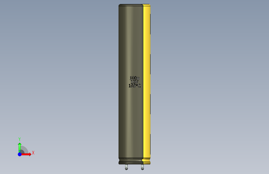 铝电解电容器C-HOR_MIR__D-10__L-50__P5__STAND-2__TMP-105__C-100u__U-16.ipt 正面视图