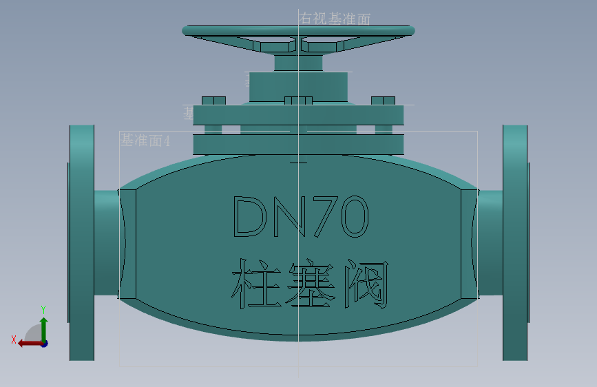 DN70柱塞阀 背面视图