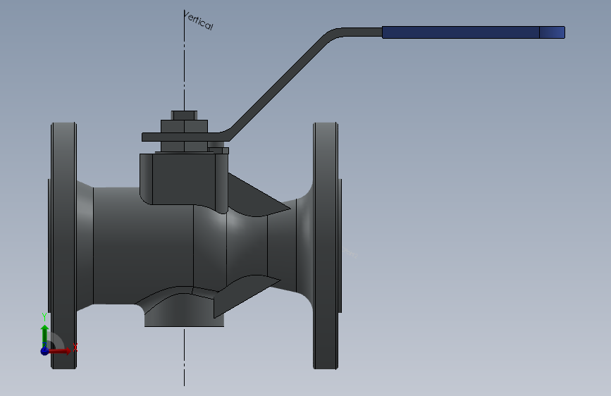 Ball valve 1. 25 inch flange S150法兰球阀法兰.SLDPRT 正面视图