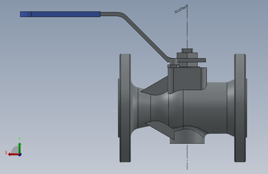 Ball valve 1. 25 inch flange S150法兰球阀法兰.SLDPRT 背面视图