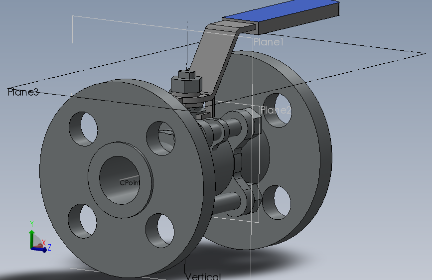 Ball valve 0.5 inch flange S150法兰球阀法兰.SLDPRT