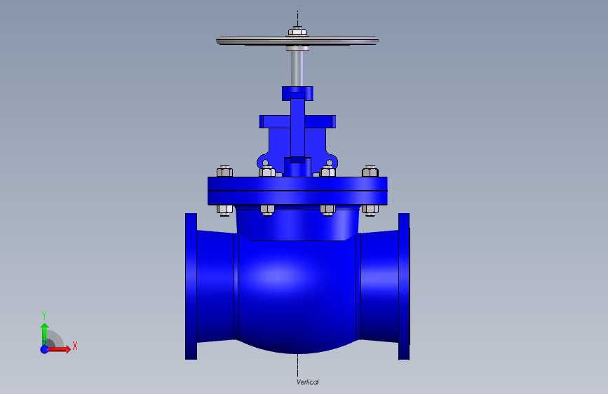 Globe valve 10 #150法兰式截止阀.SLDPRT 正面视图