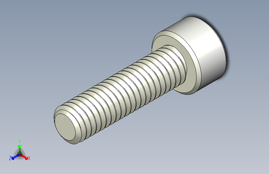 M6 x 1mm螺距 22mm长六角头螺钉.3DXML