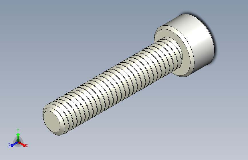 M6 x 1毫米螺纹 30毫米长六角头螺钉。3DXML
