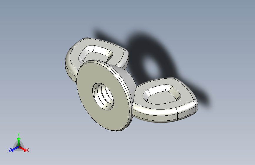 翼形螺母 8-32螺距尺寸 27-64英寸底径。3DXML