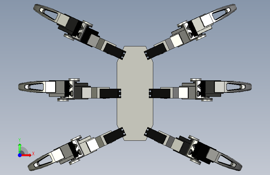 spinne六足爬行机器人结构3D图纸 STEP格式 正面视图