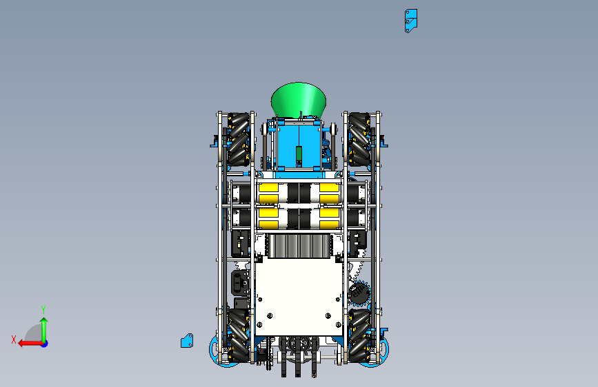 轮货运机器人比赛麦克纳姆小车3D数模图纸 STEP格式 背面视图