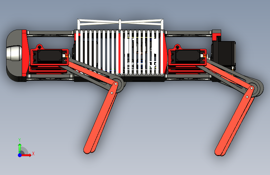 robotic dog机器狗机械狗造型3D图纸 F3D STEP格式 正面视图