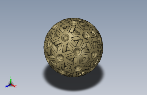 Solidworks设计 金色六边形图案球