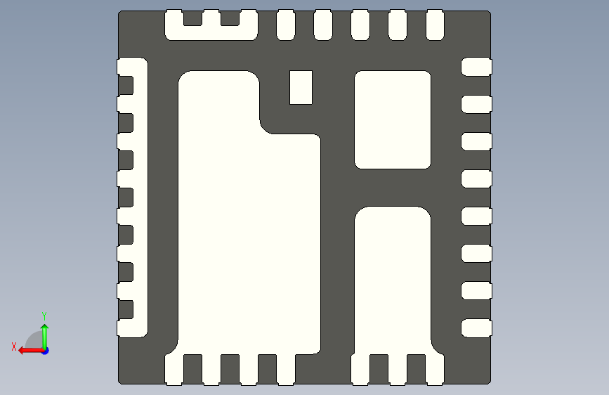 硅碳654A和其他一些Vishay公司的功率IC所使用的MLP55-31L机箱的3D模型 PowerPAK MLP55-31L 背面视图