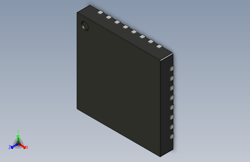 硅碳654A和其他一些Vishay公司的功率IC所使用的MLP55-31L机箱的3D模型 PowerPAK MLP55-31L