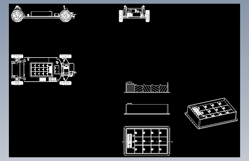 汽车底盘与动力电池布置图CAD
