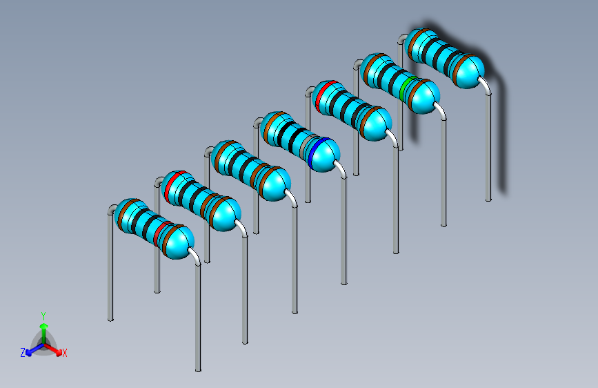 Blue THT Resistors蓝色 THT 电阻器.STEP